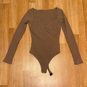 Light Brown Long Sleeve Bodysuit